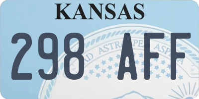 KS license plate 298AFF