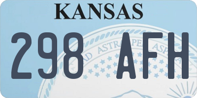 KS license plate 298AFH