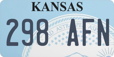 KS license plate 298AFN