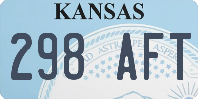 KS license plate 298AFT