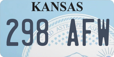 KS license plate 298AFW