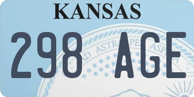 KS license plate 298AGE