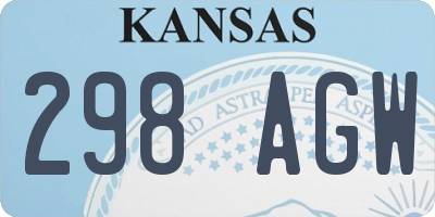 KS license plate 298AGW