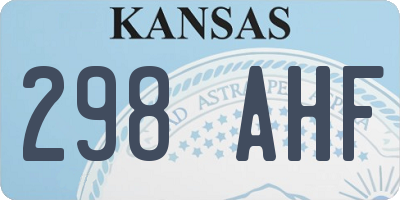 KS license plate 298AHF