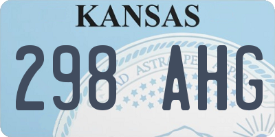 KS license plate 298AHG