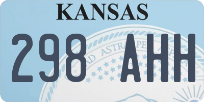 KS license plate 298AHH