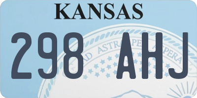 KS license plate 298AHJ