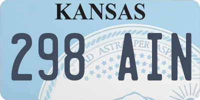 KS license plate 298AIN