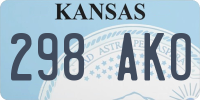 KS license plate 298AKO