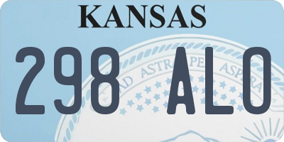 KS license plate 298ALO