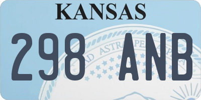 KS license plate 298ANB