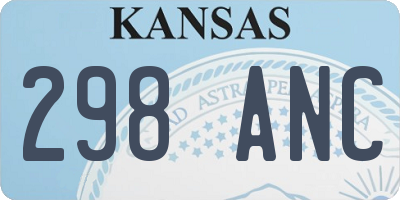 KS license plate 298ANC