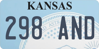 KS license plate 298AND