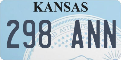 KS license plate 298ANN