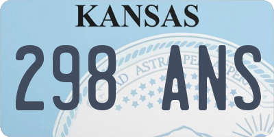 KS license plate 298ANS