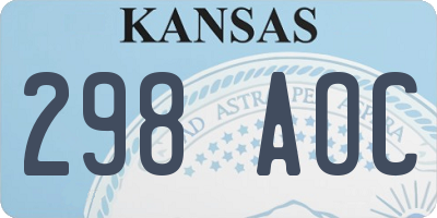 KS license plate 298AOC