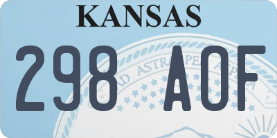 KS license plate 298AOF
