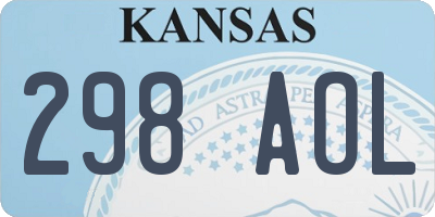 KS license plate 298AOL