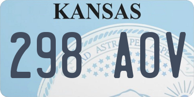 KS license plate 298AOV