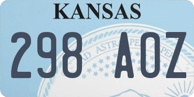 KS license plate 298AOZ