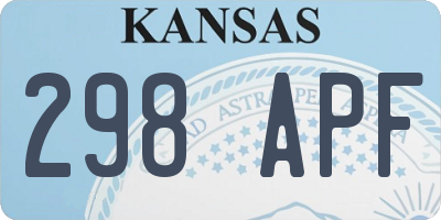 KS license plate 298APF