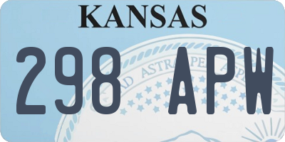 KS license plate 298APW