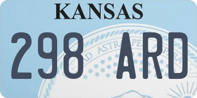 KS license plate 298ARD