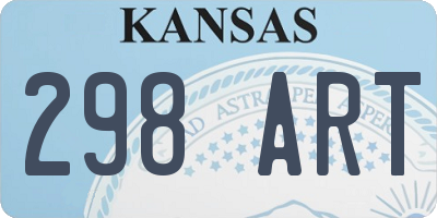 KS license plate 298ART