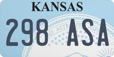 KS license plate 298ASA