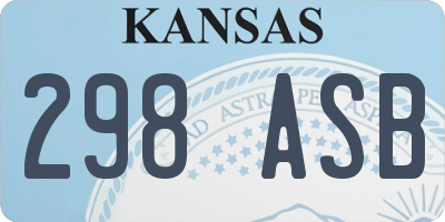 KS license plate 298ASB