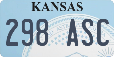 KS license plate 298ASC
