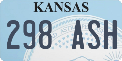 KS license plate 298ASH