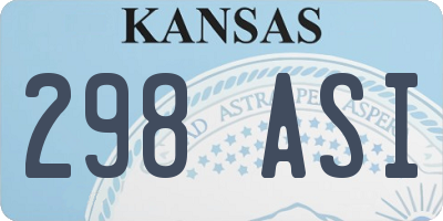 KS license plate 298ASI