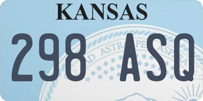KS license plate 298ASQ