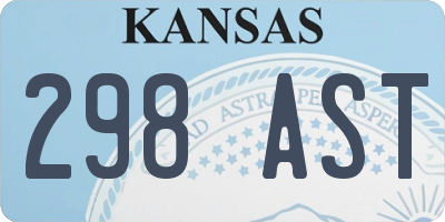 KS license plate 298AST