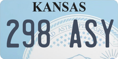 KS license plate 298ASY