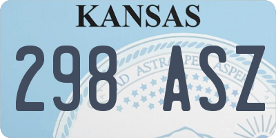 KS license plate 298ASZ