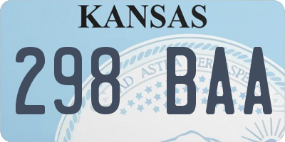 KS license plate 298BAA