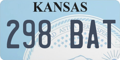 KS license plate 298BAT