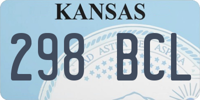 KS license plate 298BCL