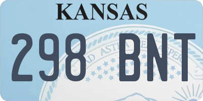 KS license plate 298BNT