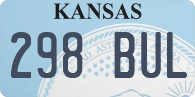 KS license plate 298BUL