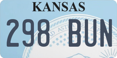 KS license plate 298BUN