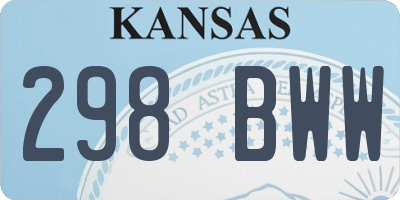 KS license plate 298BWW