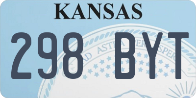 KS license plate 298BYT
