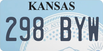 KS license plate 298BYW
