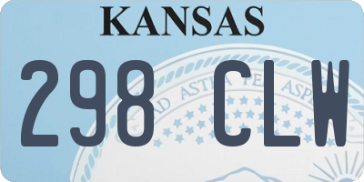 KS license plate 298CLW