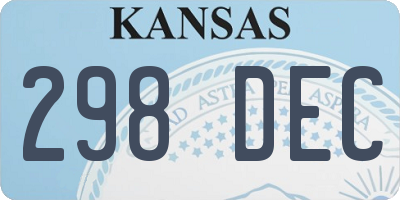 KS license plate 298DEC