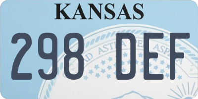 KS license plate 298DEF