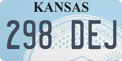 KS license plate 298DEJ